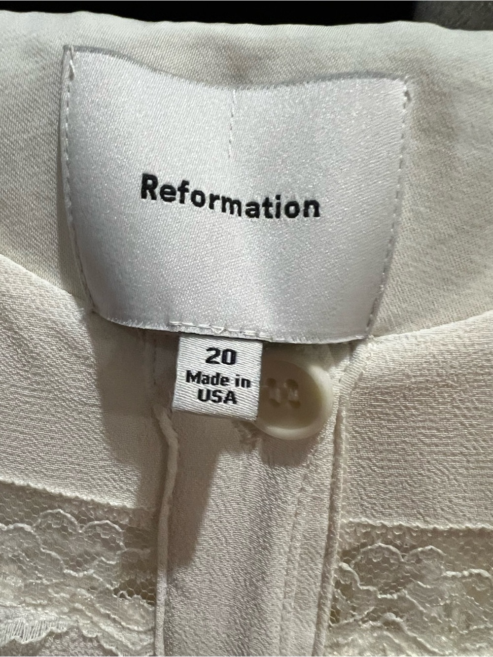 Reformation Cream Lace-Trim Button Front Dress - Picture 14 of 16